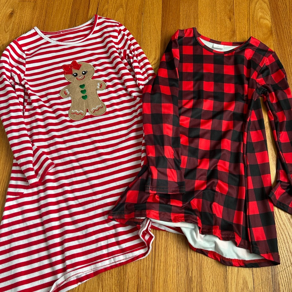 Red Striped and Plaid Holiday Dresses